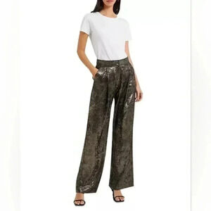 NWT !! French Connection Women’s Alara Molten Metallic Suit Trousers  SIZE 4